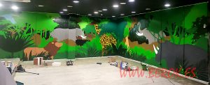 Graffiti Jumping Sala Infantil Selva Animales 300x100000